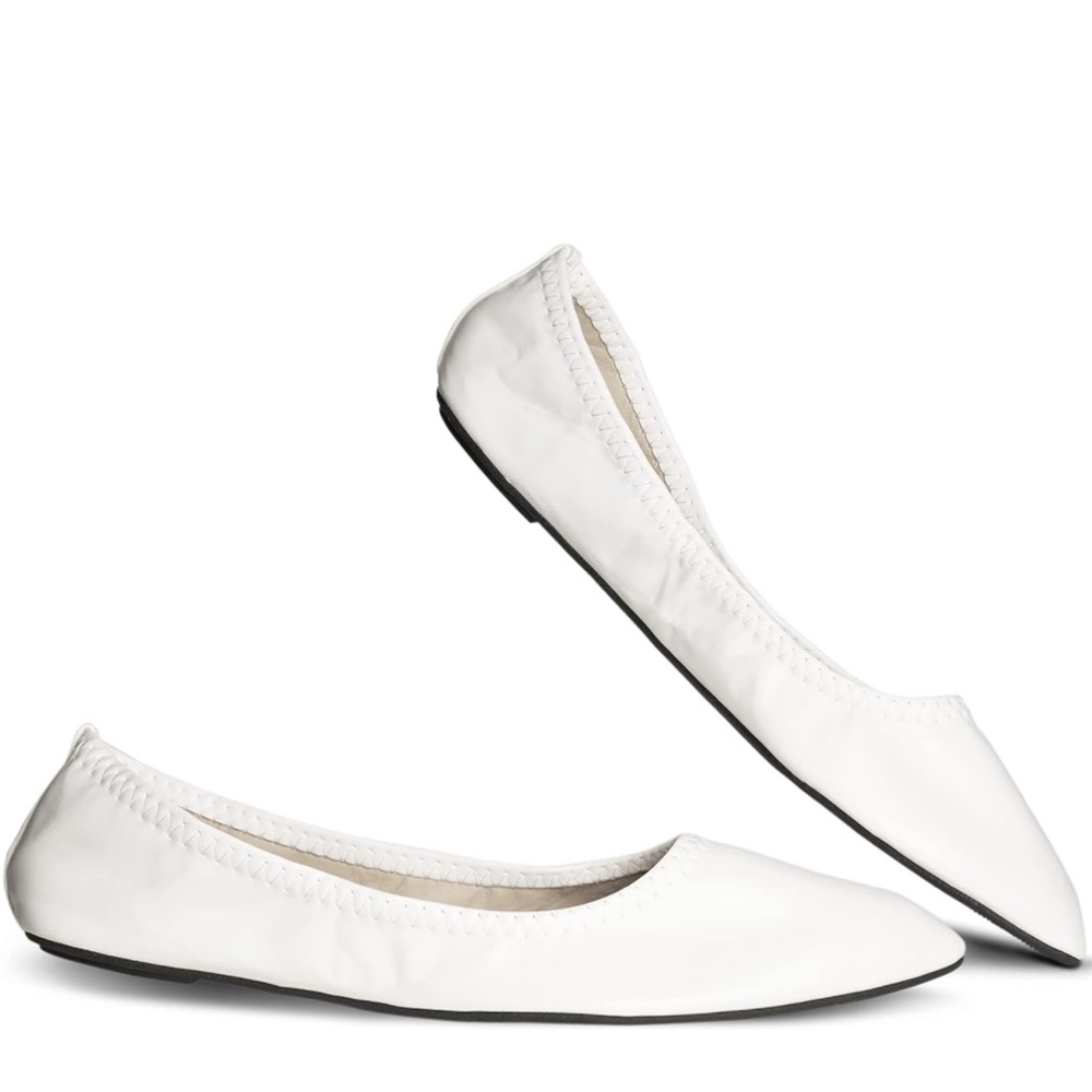 NWT Silky Toes Foldable Ballet Flats Shoes White Size 6 - Picture 2 of 12